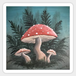 Cute Mushrooms and Ferns Sticker